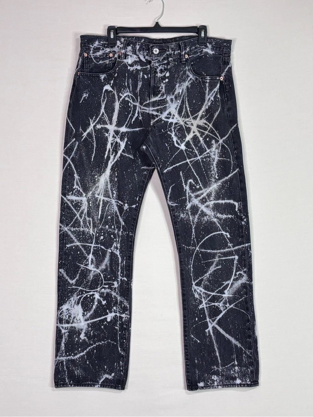 Levi’s 501 Jeans W38 L32 Black Splatter Paint Distressed Streetwear
